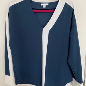 Halston Heritage Blue and White Top